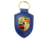 Leather Key Ring Fob with Porsche Crest, Blue