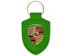Leather Key Ring Fob with Porsche Crest, Green