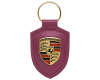 Leather Key Ring Fob with Porsche Crest, Rubystone Red