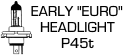 Early "Euro" Headlight, Quartz, P45t